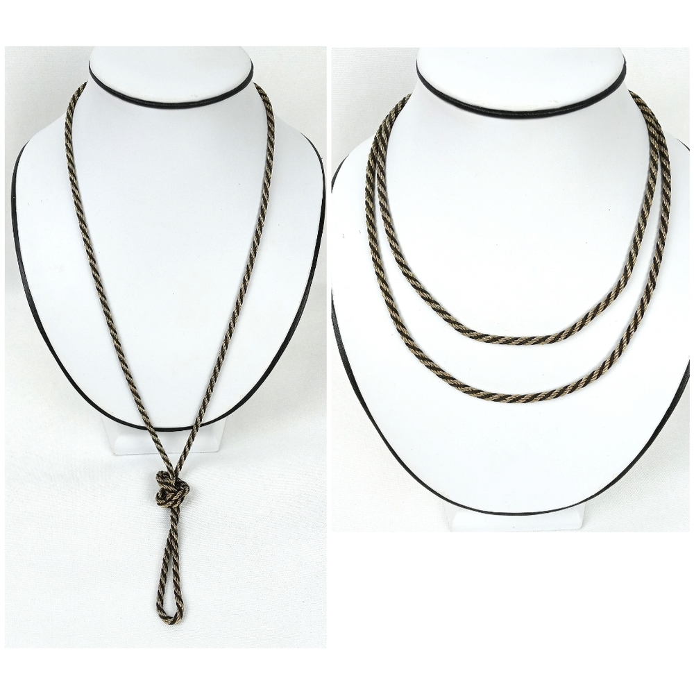 Vintage Trifari Rope Chain Necklace Long Lariat Length